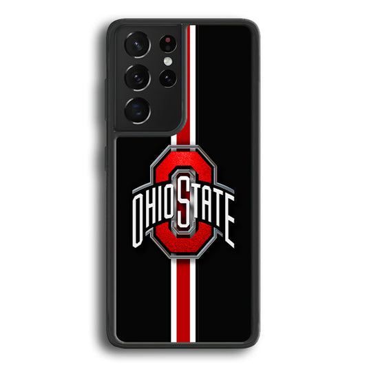 Ohio State White Red Line Samsung Galaxy S21 Ultra Case-Phone Case-Rubber Black (2D Case)-Altracase