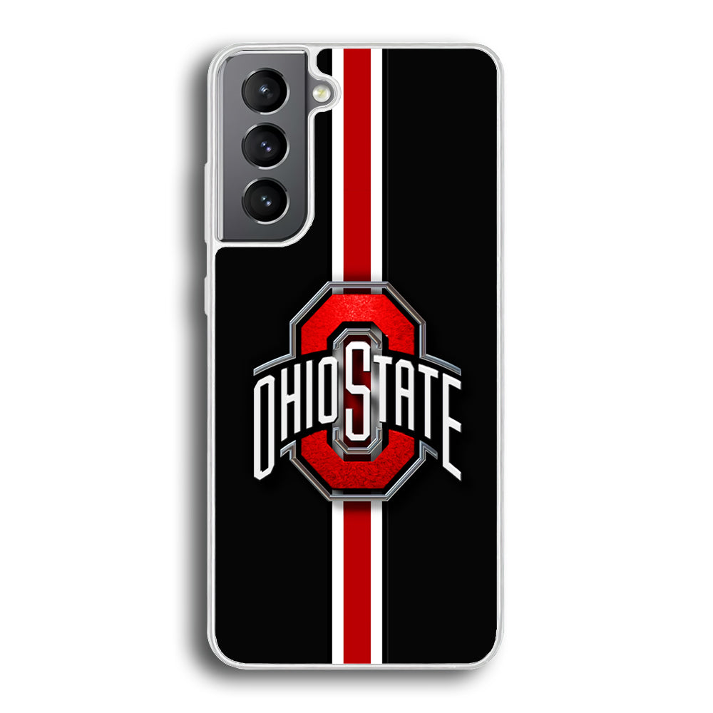 Ohio State White Red Line Samsung Galaxy S23 Plus Case-Phone Case-Rubber White (2D Case)-Altracase