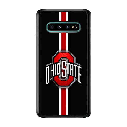 Ohio State White Red Line Samsung Galaxy S10 Plus Case-Phone Case-Rubber White (2D Case)-Altracase