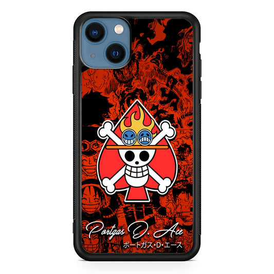 One Piece Ace Logo Comic iPhone 14 Plus Case-Phone Case-Rubber Black (2D Case)-Altracase