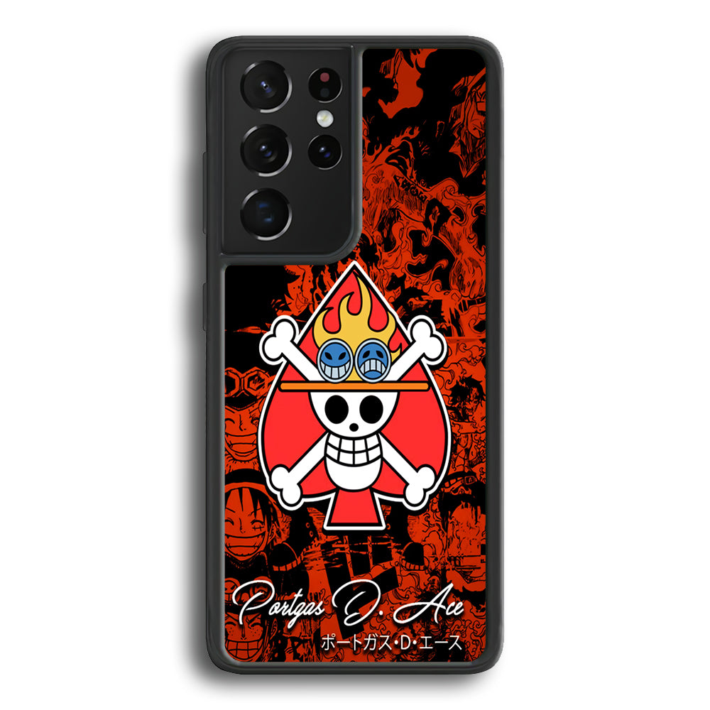 One Piece Ace Logo Comic Samsung Galaxy S21 Ultra Case-Phone Case-Rubber Black (2D Case)-Altracase