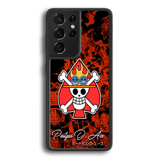 One Piece Ace Logo Comic Samsung Galaxy S21 Ultra Case-Phone Case-Rubber Black (2D Case)-Altracase