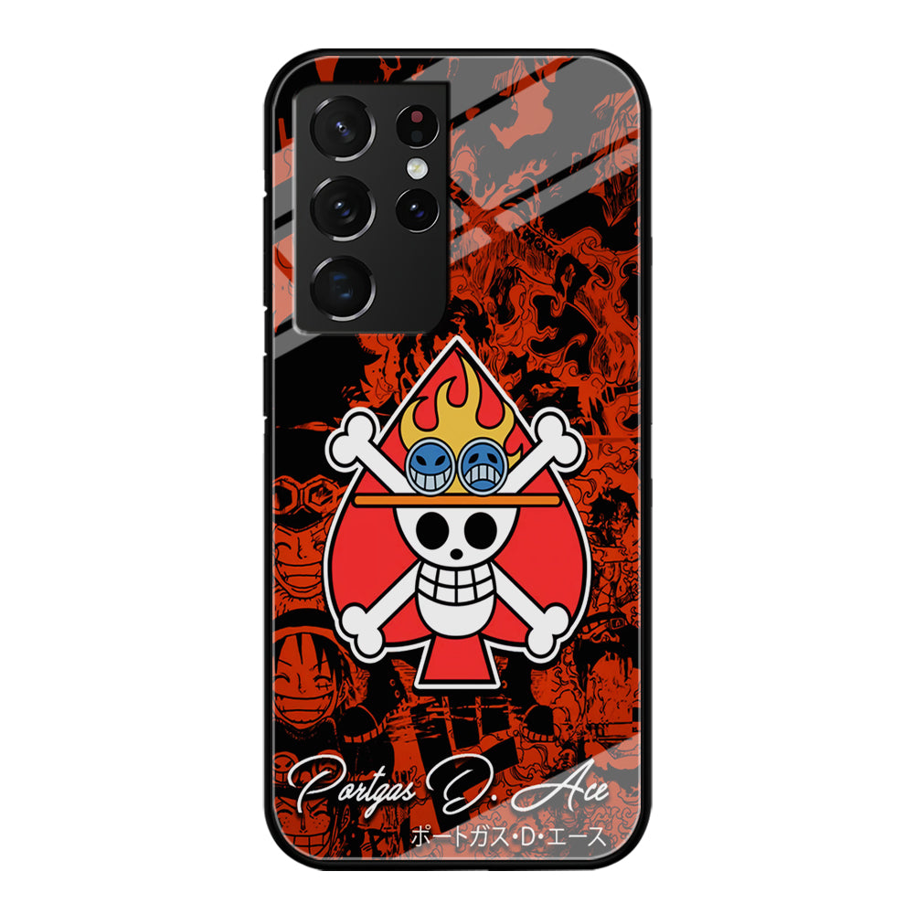 One Piece Ace Logo Comic Samsung Galaxy S21 Ultra Case-Phone Case-Tempered Glass Case-Altracase