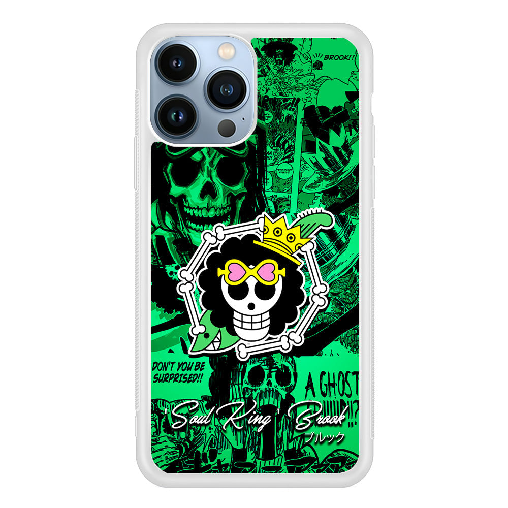 One Piece Brook Logo Comic iPhone 14 Pro Max Case-Phone Case-Rubber White (2D Case)-Altracase