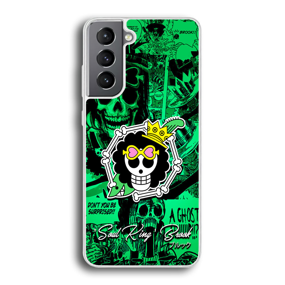 One Piece Brook Logo Comic Samsung Galaxy S24 Plus Case-Phone Case-Rubber White (2D Case)-Altracase