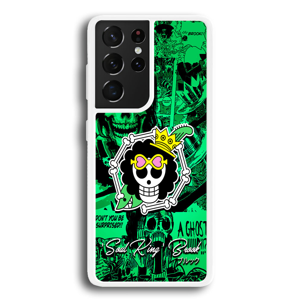 One Piece Brook Logo Comic Samsung Galaxy S21 Ultra Case-Phone Case-Rubber White (2D Case)-Altracase