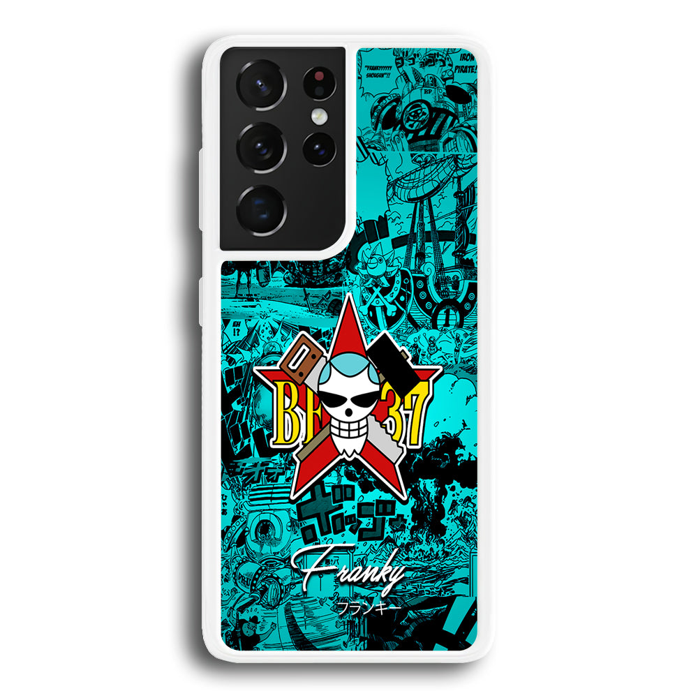 One Piece Franky Logo Comic Samsung Galaxy S21 Ultra Case-Phone Case-Rubber White (2D Case)-Altracase