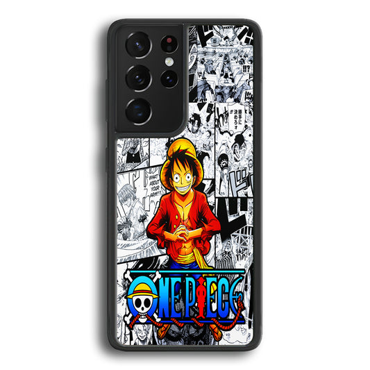 One Piece Luffy Comic Samsung Galaxy S21 Ultra Case-Phone Case-Rubber Black (2D Case)-Altracase
