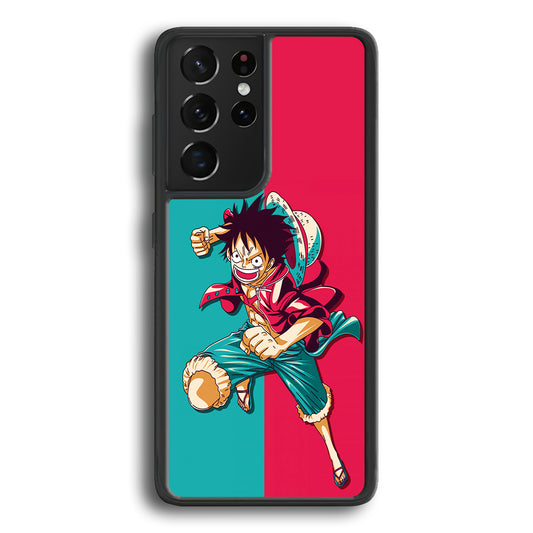 One Piece Luffy Red Blue Samsung Galaxy S21 Ultra Case-Phone Case-Rubber Black (2D Case)-Altracase