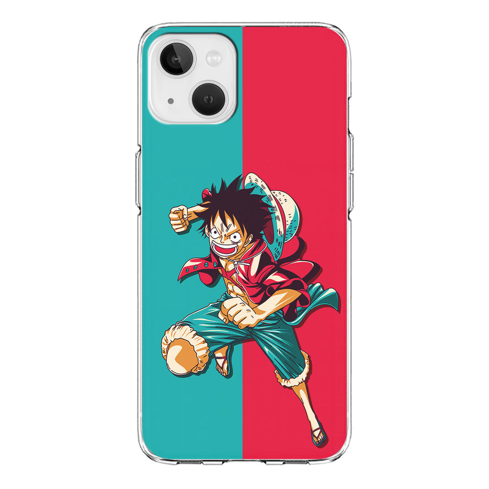 One Piece Luffy Red Blue iPhone 14 Plus Case