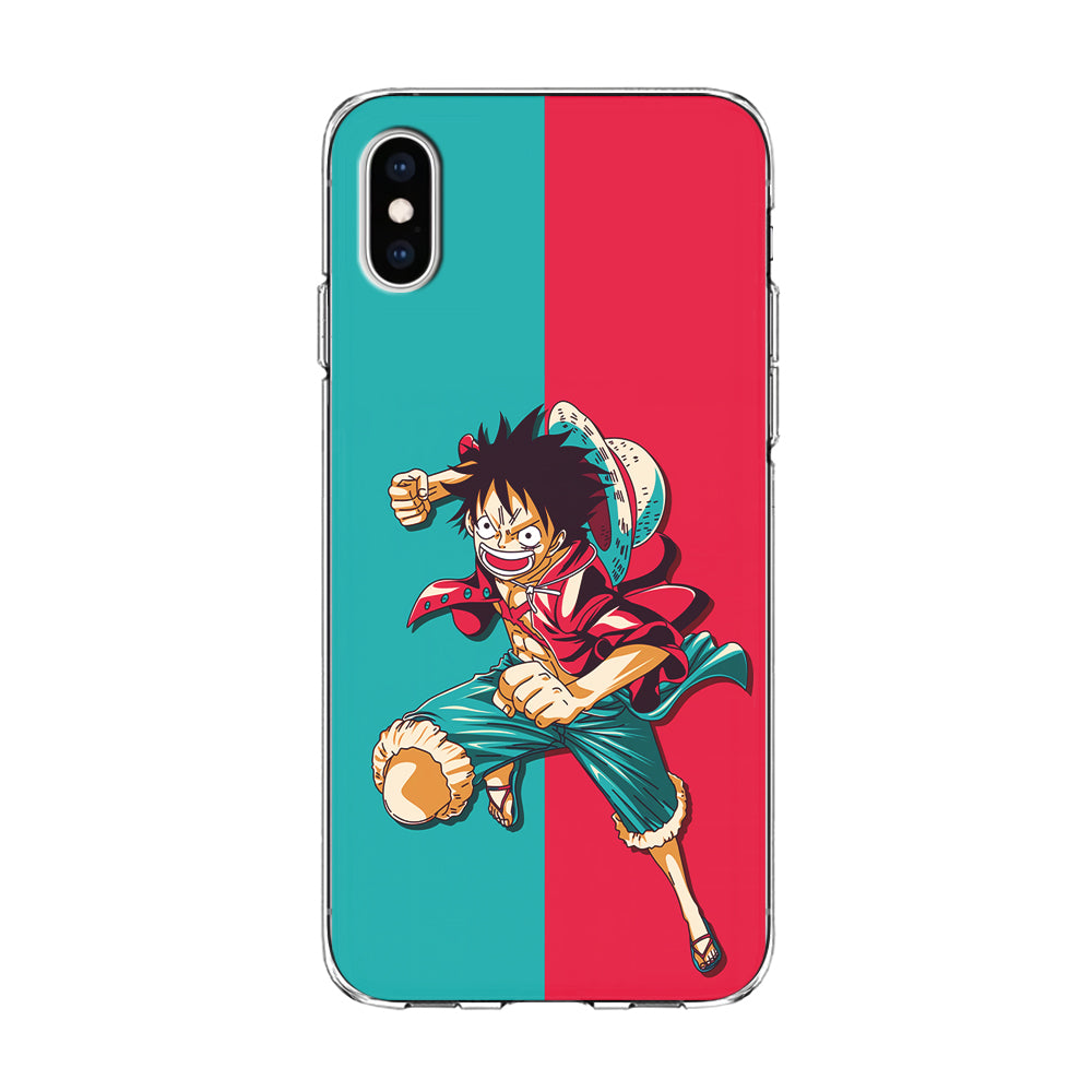 One Piece Luffy Red Blue iPhone Xs Case