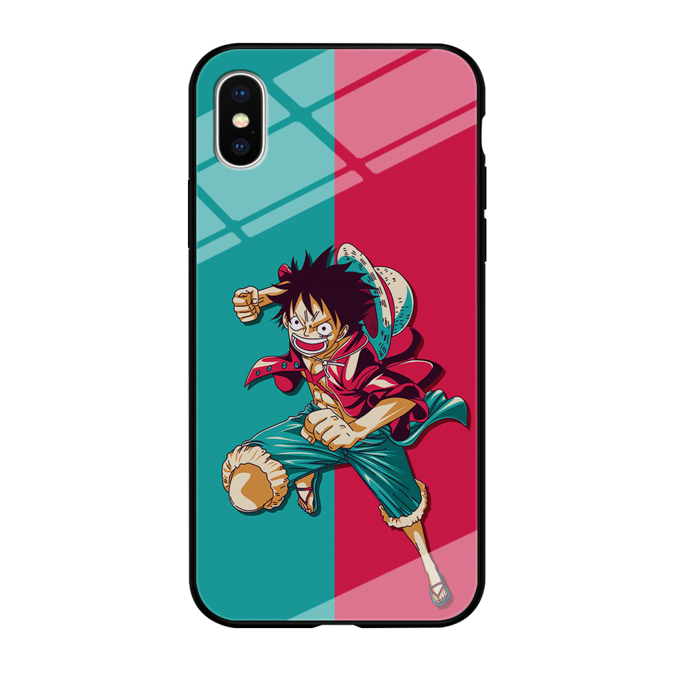 One Piece Luffy Red Blue iPhone X Case