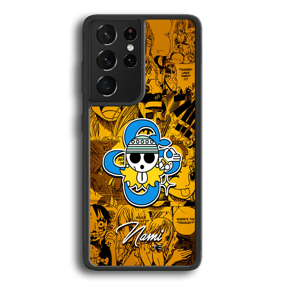 One Piece Nami Logo Comic Samsung Galaxy S23 Ultra Case-Phone Case-Rubber Black (2D Case)-Altracase
