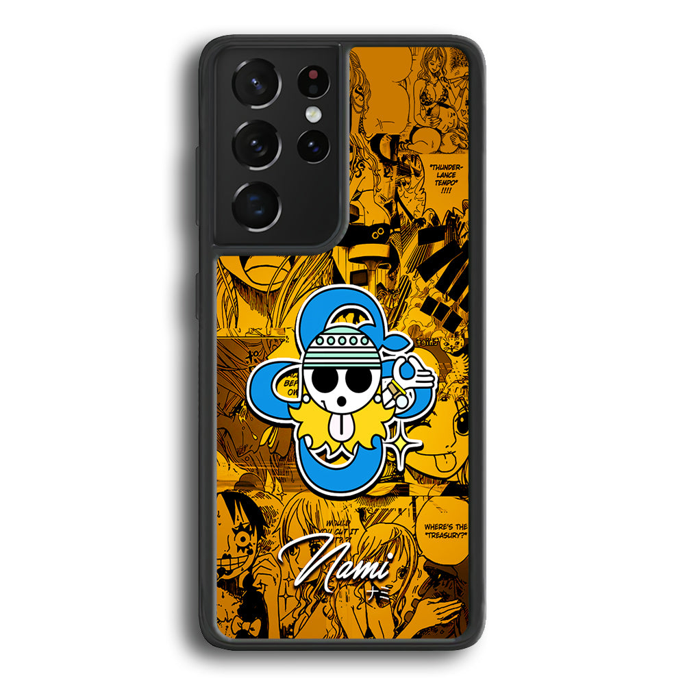 One Piece Nami Logo Comic Samsung Galaxy S21 Ultra Case-Phone Case-Rubber Black (2D Case)-Altracase