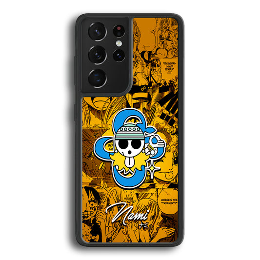 One Piece Nami Logo Comic Samsung Galaxy S21 Ultra Case-Phone Case-Rubber Black (2D Case)-Altracase