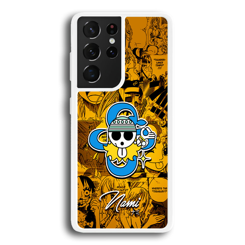 One Piece Nami Logo Comic Samsung Galaxy S21 Ultra Case-Phone Case-Rubber White (2D Case)-Altracase