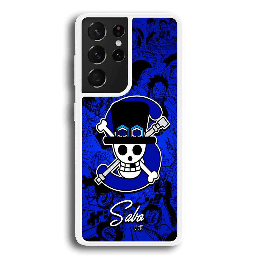 One Piece Sabo Logo Comic Samsung Galaxy S21 Ultra Case-Phone Case-Rubber White (2D Case)-Altracase