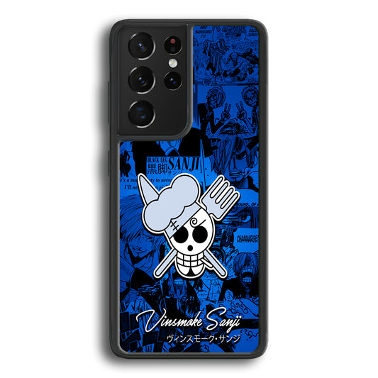 One Piece Sanji Logo Comic Samsung Galaxy S21 Ultra Case-Phone Case-Rubber Black (2D Case)-Altracase