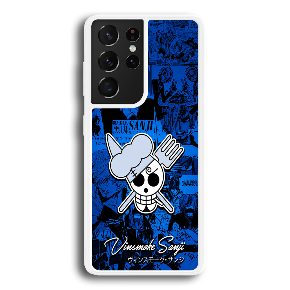 One Piece Sanji Logo Comic Samsung Galaxy S21 Ultra Case-Phone Case-Rubber White (2D Case)-Altracase