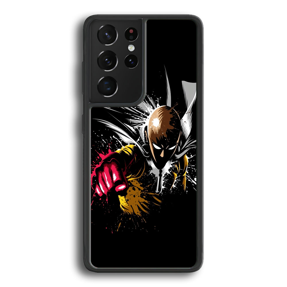 One Punch Man Saitama Painting Samsung Galaxy S21 Ultra Case-Phone Case-Rubber Black (2D Case)-Altracase