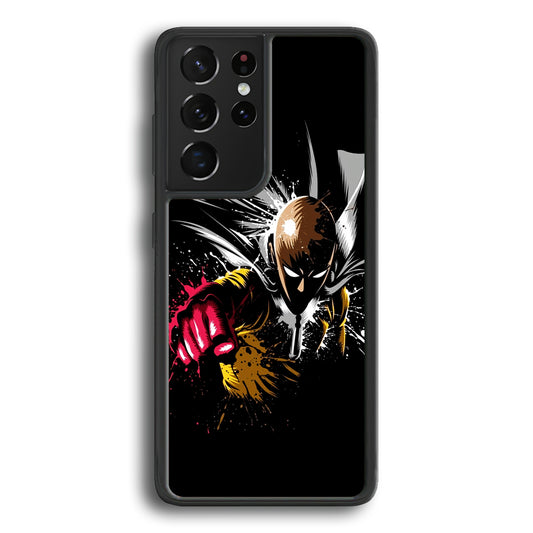 One Punch Man Saitama Painting Samsung Galaxy S21 Ultra Case-Phone Case-Rubber Black (2D Case)-Altracase