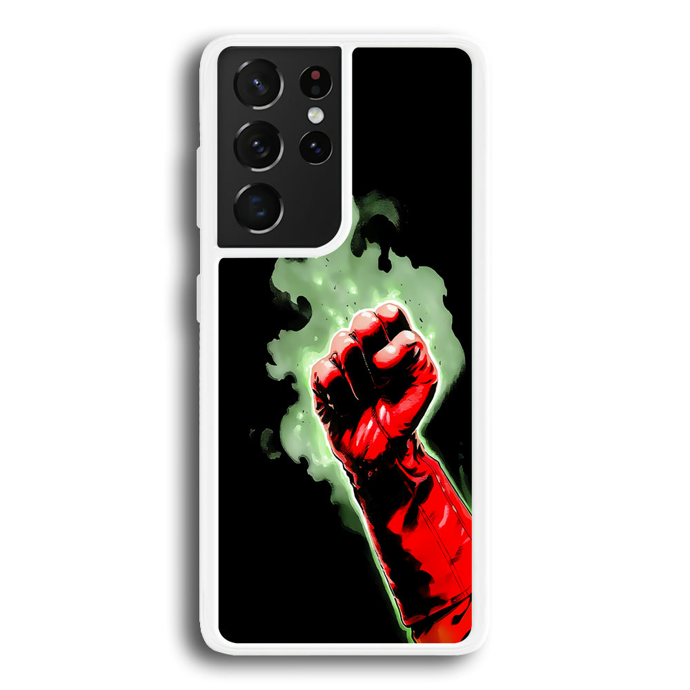 One Punch Man Saitama Punch Samsung Galaxy S21 Ultra Case-Phone Case-Rubber White (2D Case)-Altracase