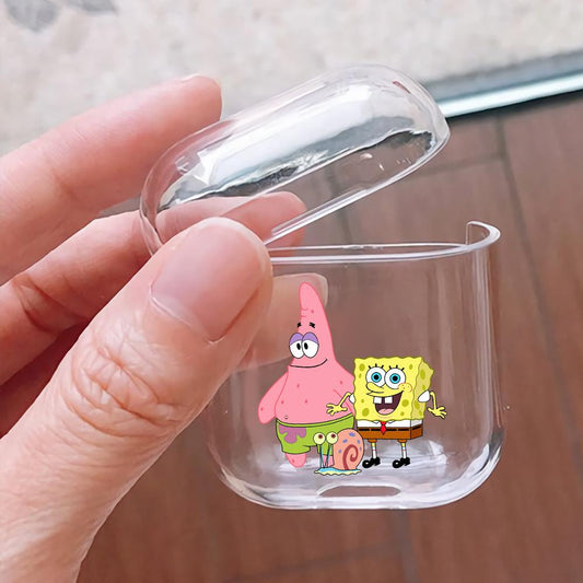 Patrick SpongeBob and Gary Hard Plastic Protective Clear Case Cover For Apple Airpods-AirPod Case-Altracase