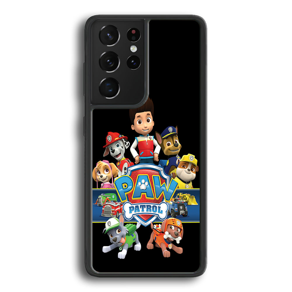 Paw Patrol Black Samsung Galaxy S21 Ultra Case-Phone Case-Rubber Black (2D Case)-Altracase