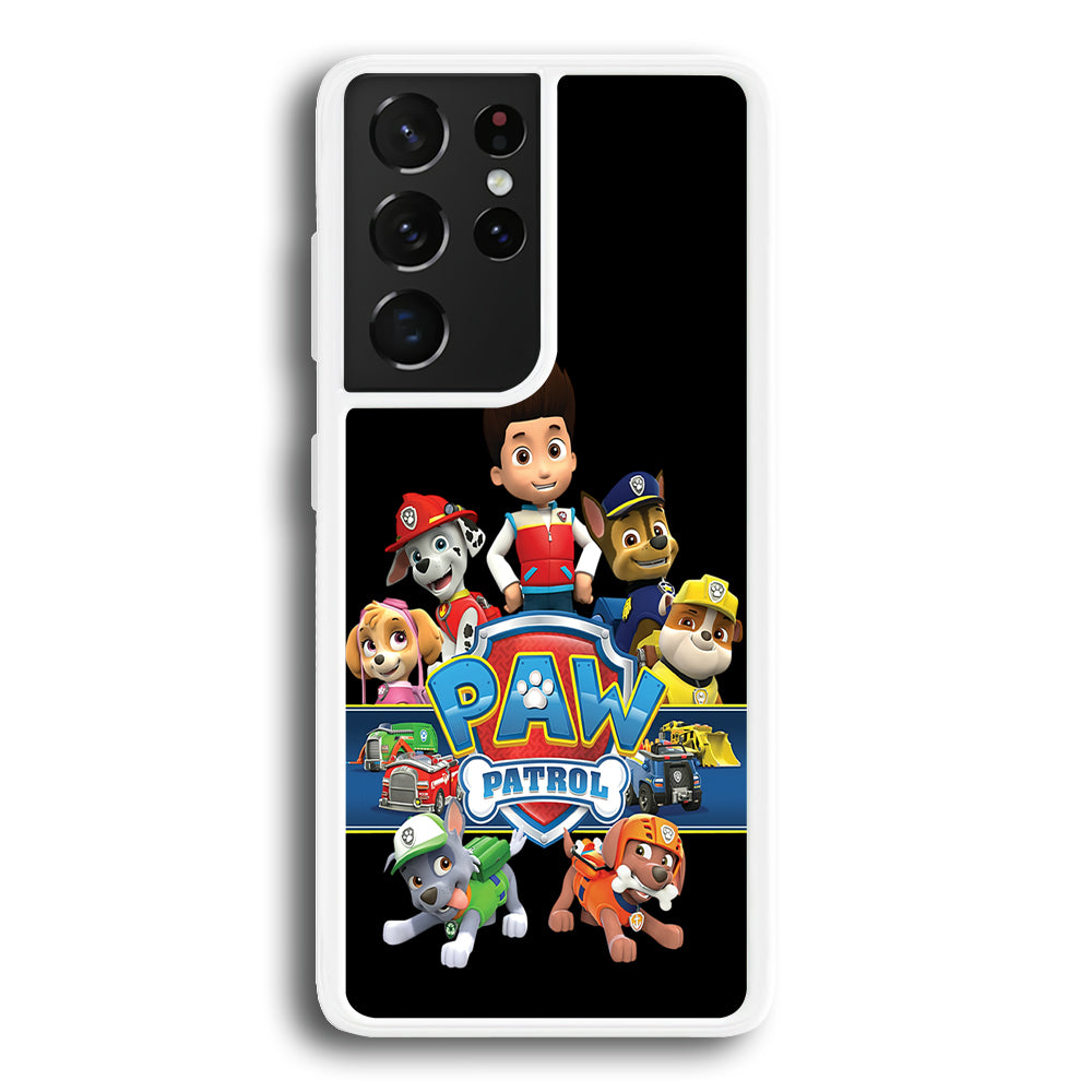 Paw Patrol Black Samsung Galaxy S21 Ultra Case-Phone Case-Rubber White (2D Case)-Altracase