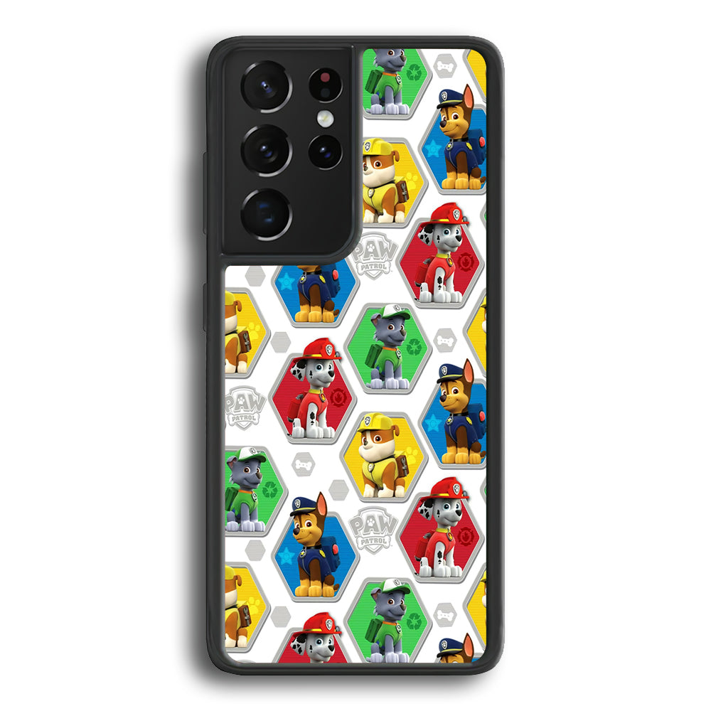 Paw Patrol Patern White Samsung Galaxy S22 Ultra Case