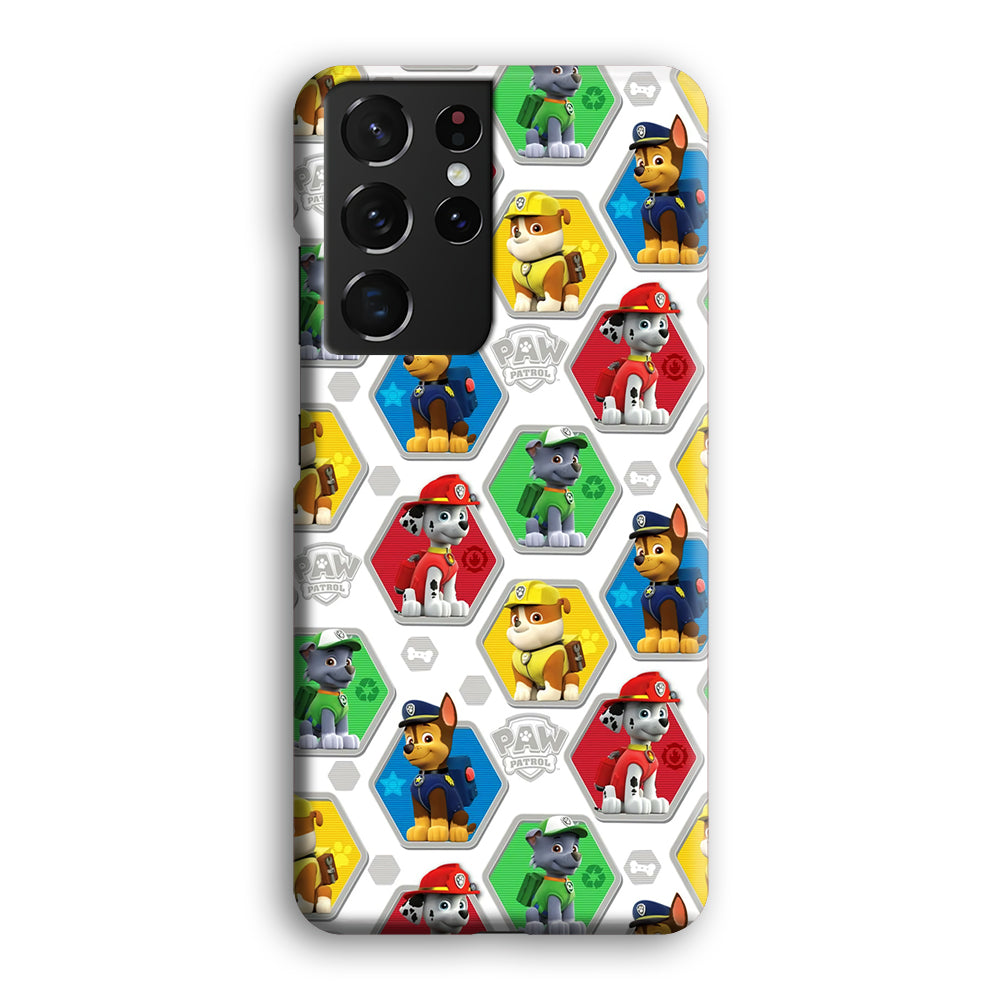 Paw Patrol Patern White Samsung Galaxy S24 Ultra Case