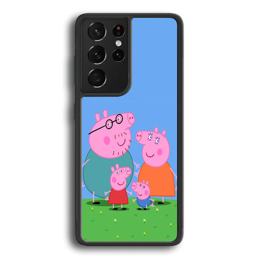 Peppa Pig Family Cartoon Samsung Galaxy S22 Ultra Case