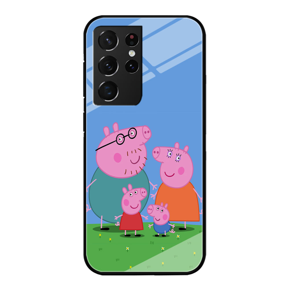 Peppa Pig Family Cartoon Samsung Galaxy S21 Ultra Case-Phone Case-Tempered Glass Case-Altracase