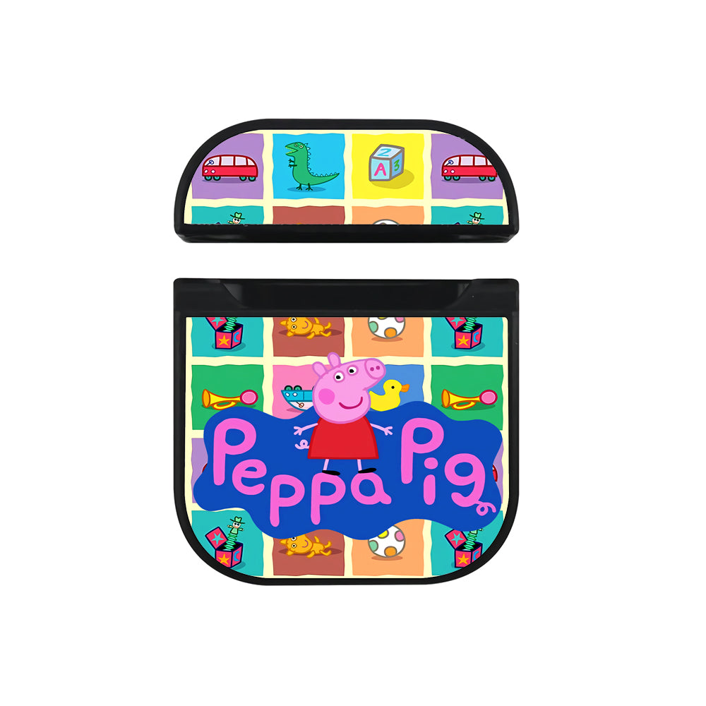 Peppa Pig The Playground Collage Apple AirPods Case-AirPod Case-Black-Altracase