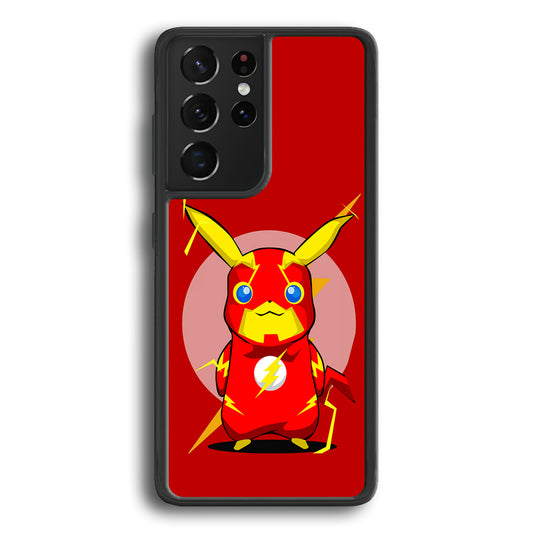 Pikachu in The Flash's Costume Samsung Galaxy S21 Ultra Case-Phone Case-Rubber Black (2D Case)-Altracase