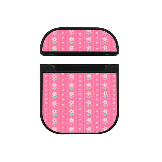 Pink Flowers Stripe Pattern Apple AirPods Case - Altracase