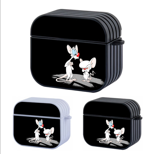 Pinky and The Brain Black Hard Plastic Case Cover For Apple Airpods 3