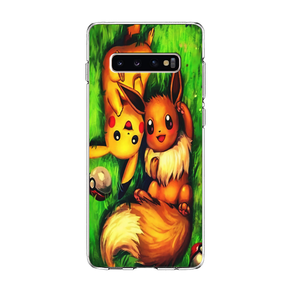 Pokemon Eevee and Pikachu Samsung Galaxy S10 Case