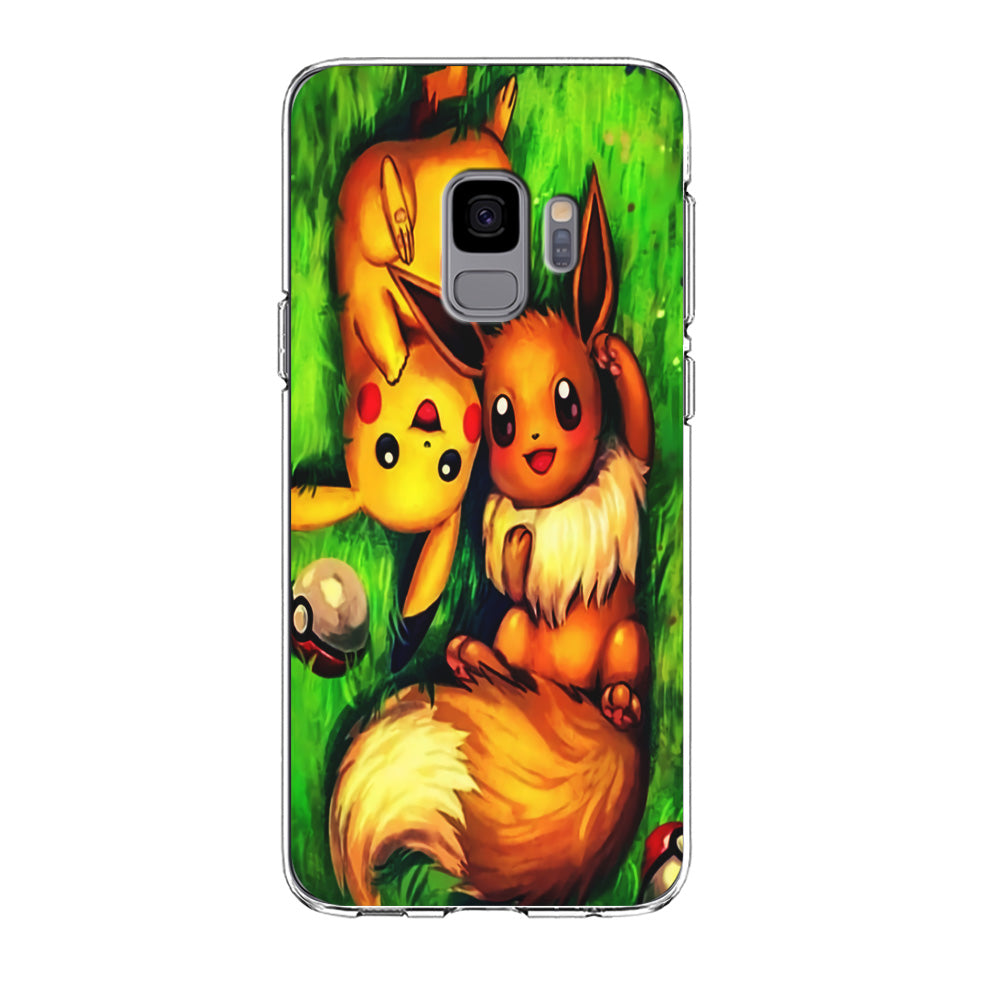 Pokemon Eevee and Pikachu Samsung Galaxy S9 Case