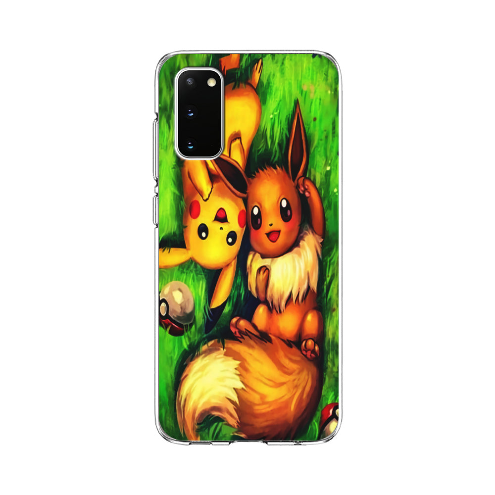 Pokemon Eevee and Pikachu Samsung Galaxy S20 Case