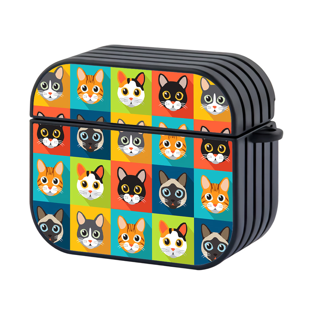 Pop Art Cat Faces Grid Pattern Apple AirPods 4 Case - Altracase