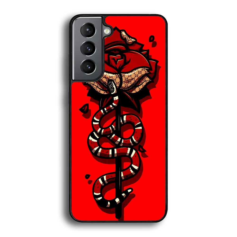 Red Rose Red Snake Samsung Galaxy S24 Case-Phone Case-Rubber Black (2D Case)-Altracase