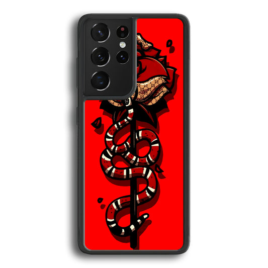 Red Rose Red Snake Samsung Galaxy S21 Ultra Case-Phone Case-Rubber Black (2D Case)-Altracase