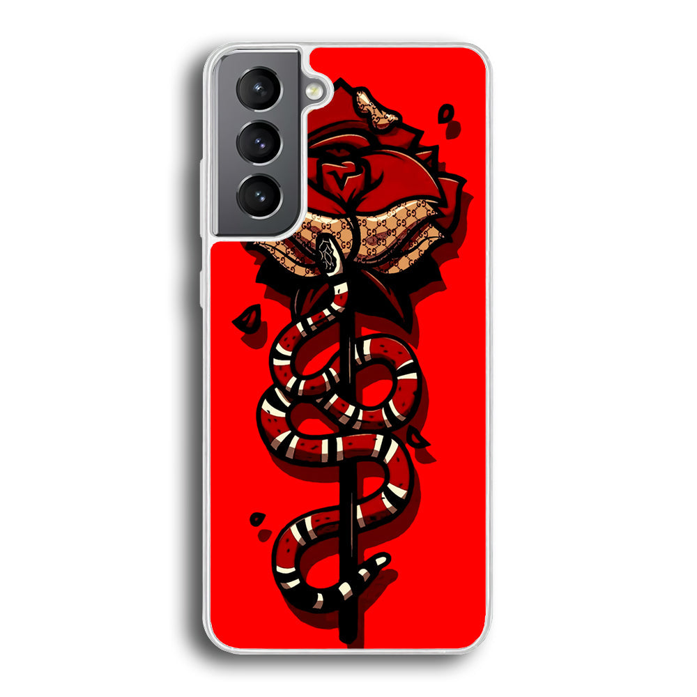 Red Rose Red Snake Samsung Galaxy S24 Case-Phone Case-Rubber White (2D Case)-Altracase