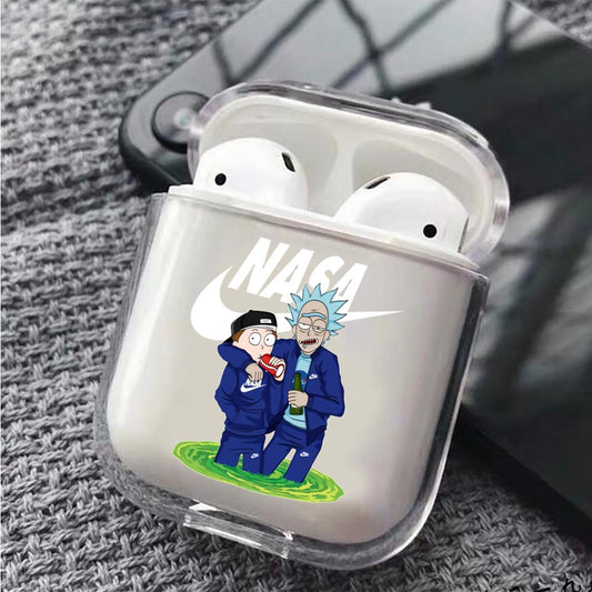 Rick and Morty Nasa Blue Hard Plastic Protective Clear Case Cover For Apple Airpods-AirPod Case-Altracase