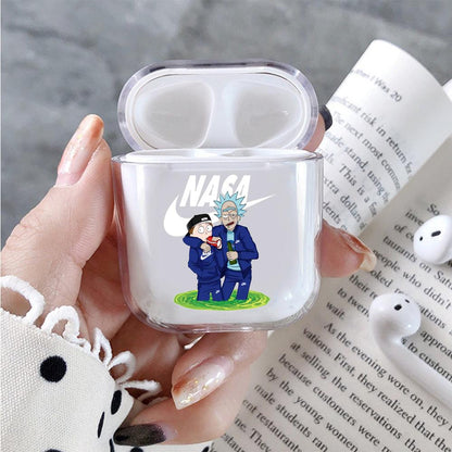 Rick and Morty Nasa Blue Hard Plastic Protective Clear Case Cover For Apple Airpods-AirPod Case-Altracase