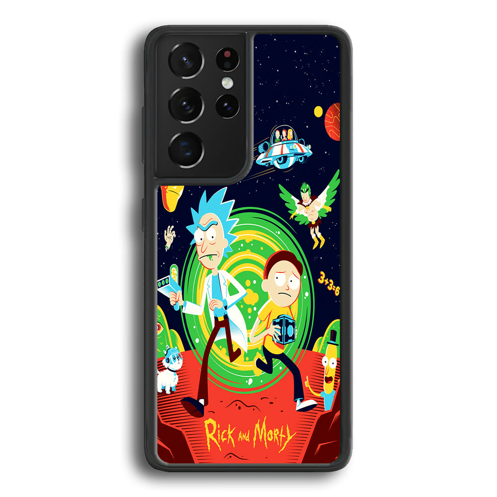 Rick and Morty Cartoon Poster Samsung Galaxy S24 Ultra Case-Phone Case-Rubber Black (2D Case)-Altracase