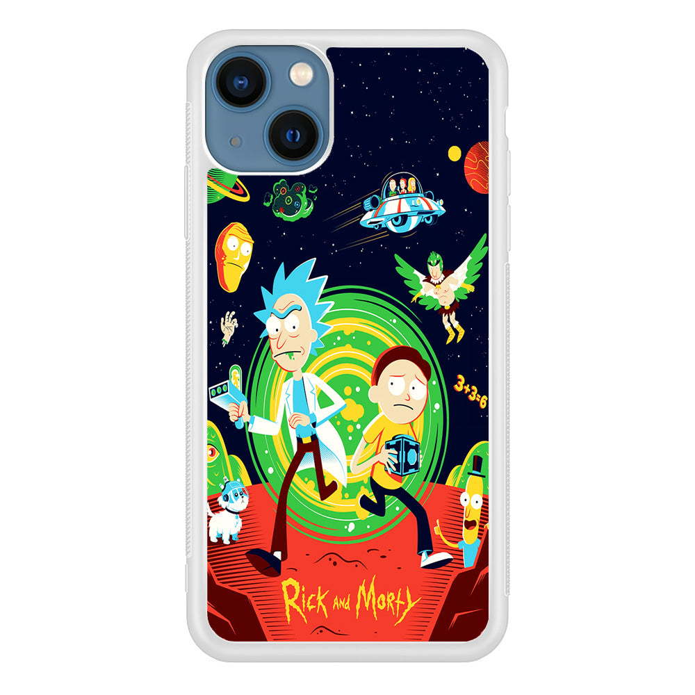 Rick and Morty Cartoon Poster iPhone 13 Mini Case-Phone Case-Rubber White (2D Case)-Altracase