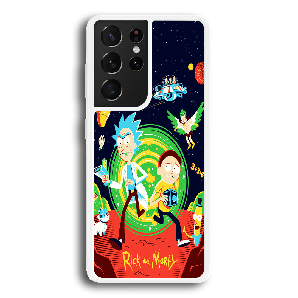 Rick and Morty Cartoon Poster Samsung Galaxy S24 Ultra Case-Phone Case-Rubber White (2D Case)-Altracase