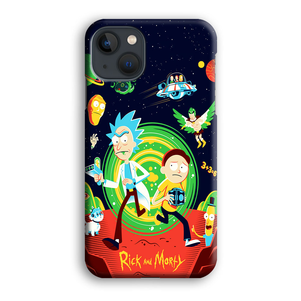 Rick and Morty Cartoon Poster iPhone 14 Plus Case